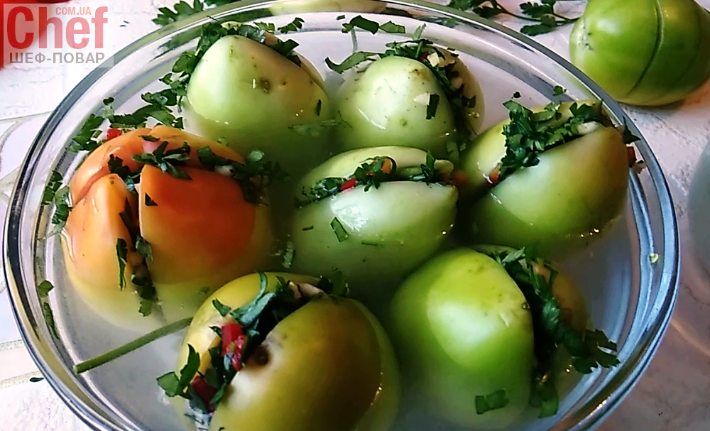 салат из соленых зеленых помидоров рецепт | Дзен