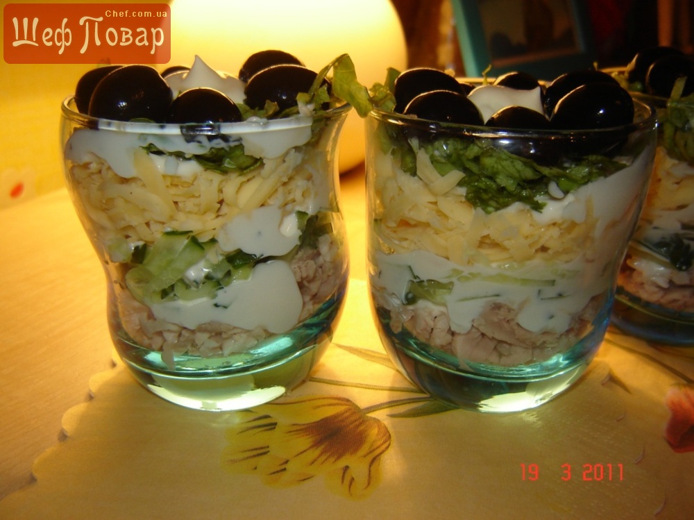 Салат в стакане слоями рецепт с фото