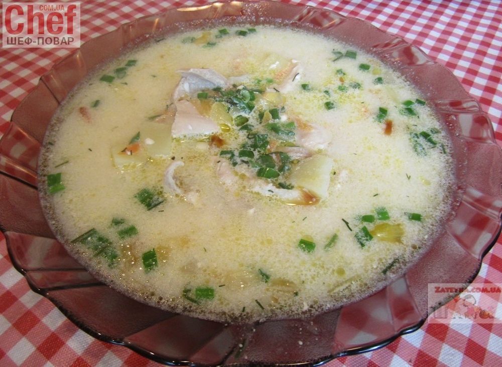 Суп с плавленым сыром и курицей 