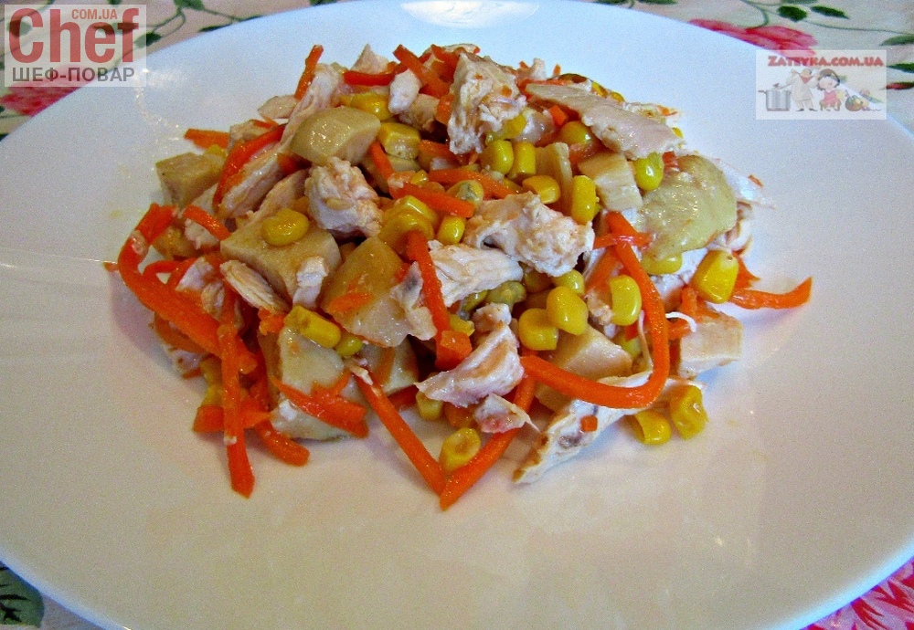 Диетический салат с курицей и овощами 