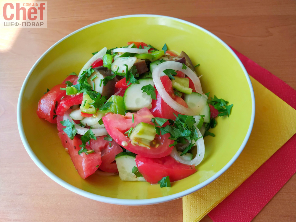 Салат из свежих овощей – рецепт Видео Кулинарии