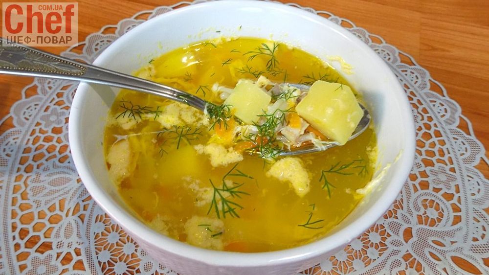 Яичный суп с курицей и вермишелью